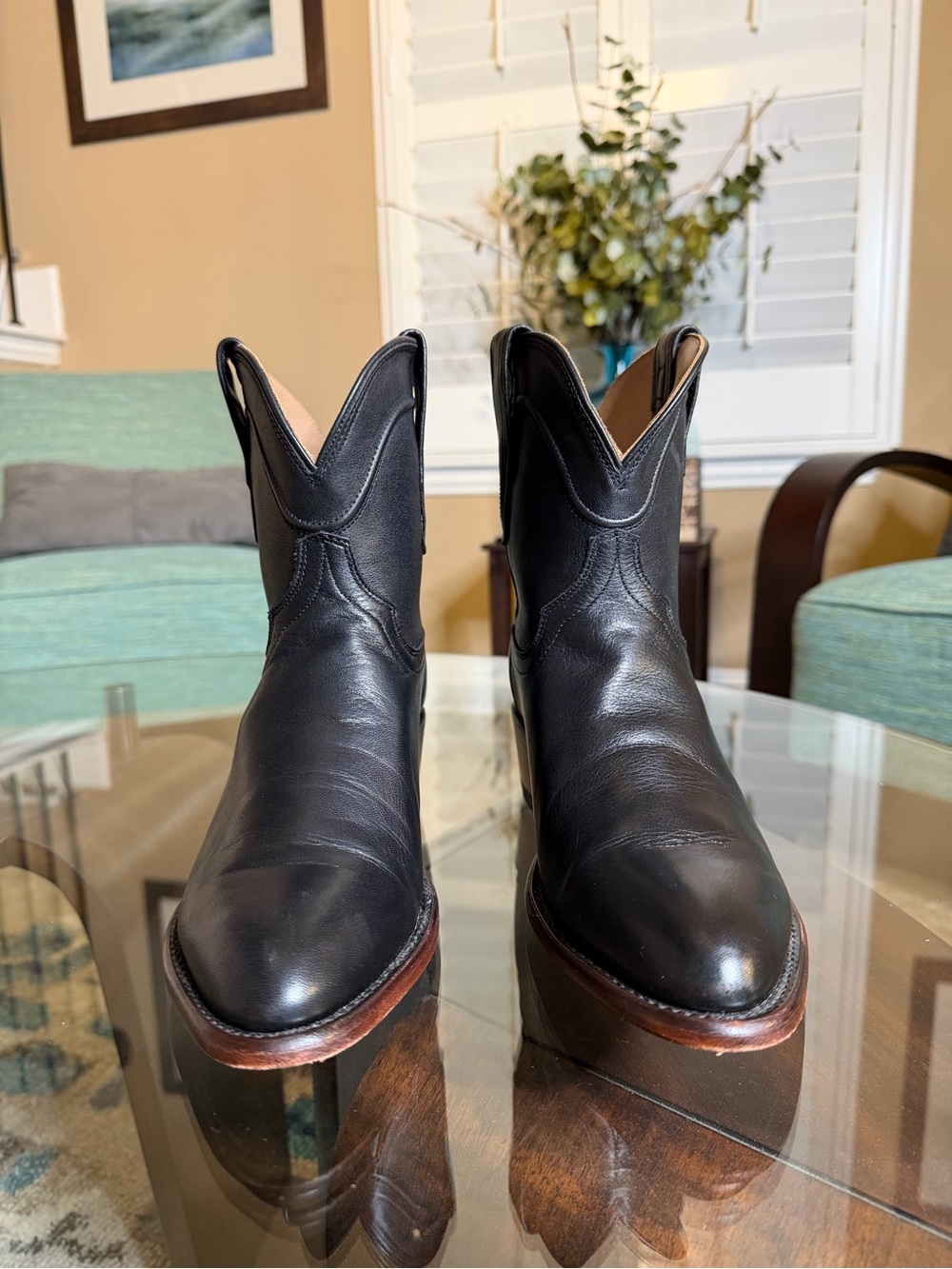 Tecovas Black Leather Ankle Booties